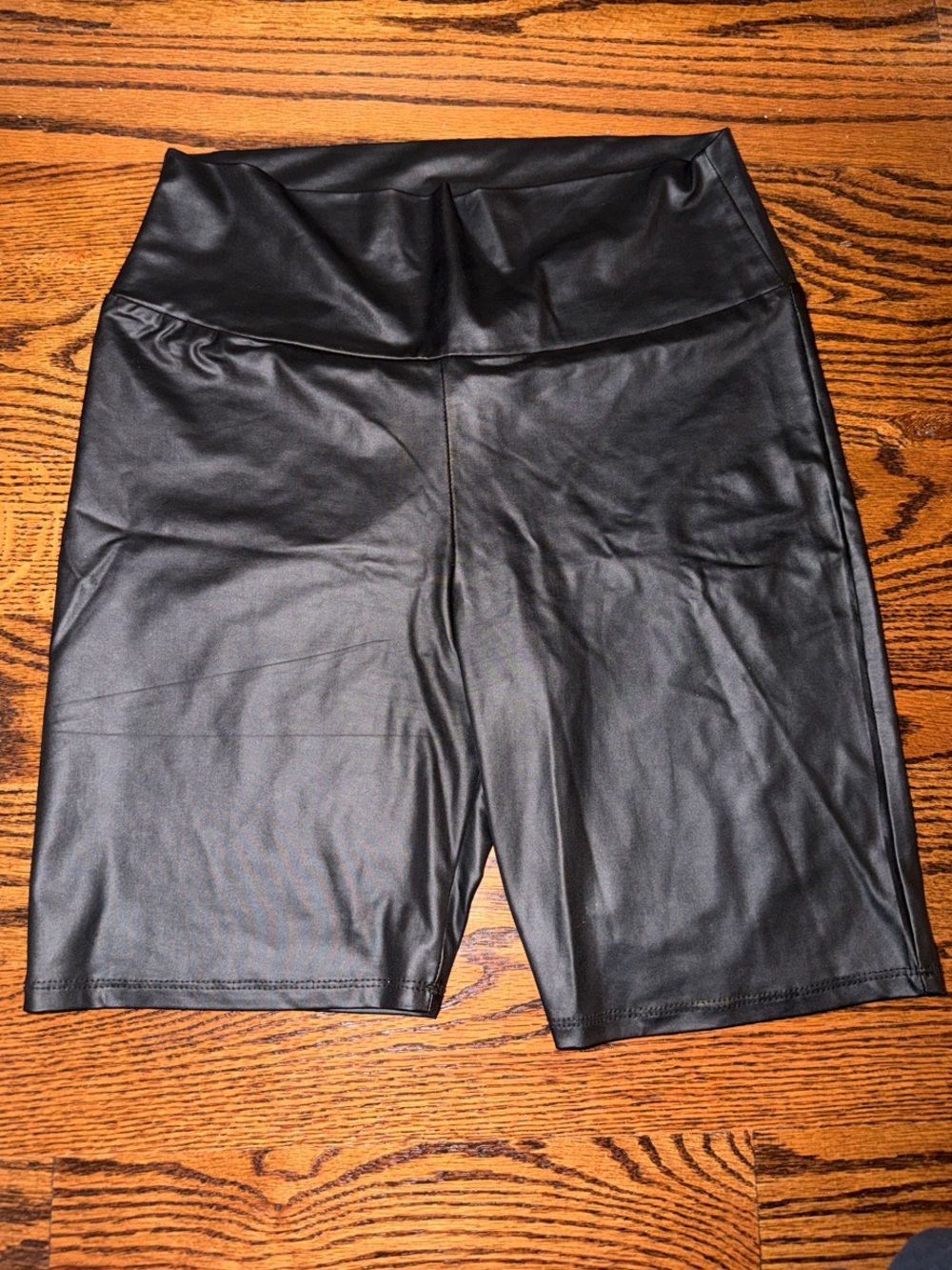 Bozzolo Black Faux Leather Bike Shorts